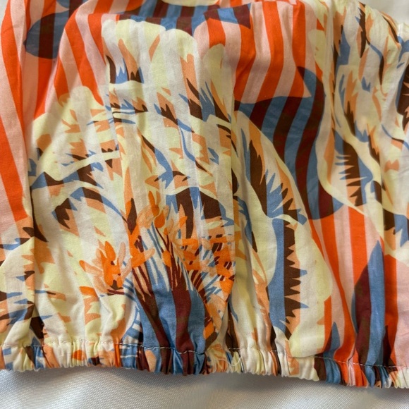 Anthropologie XL Pink Blue Red Floral Print Crop Tank Top Vacation Resort - Picture 6 of 13